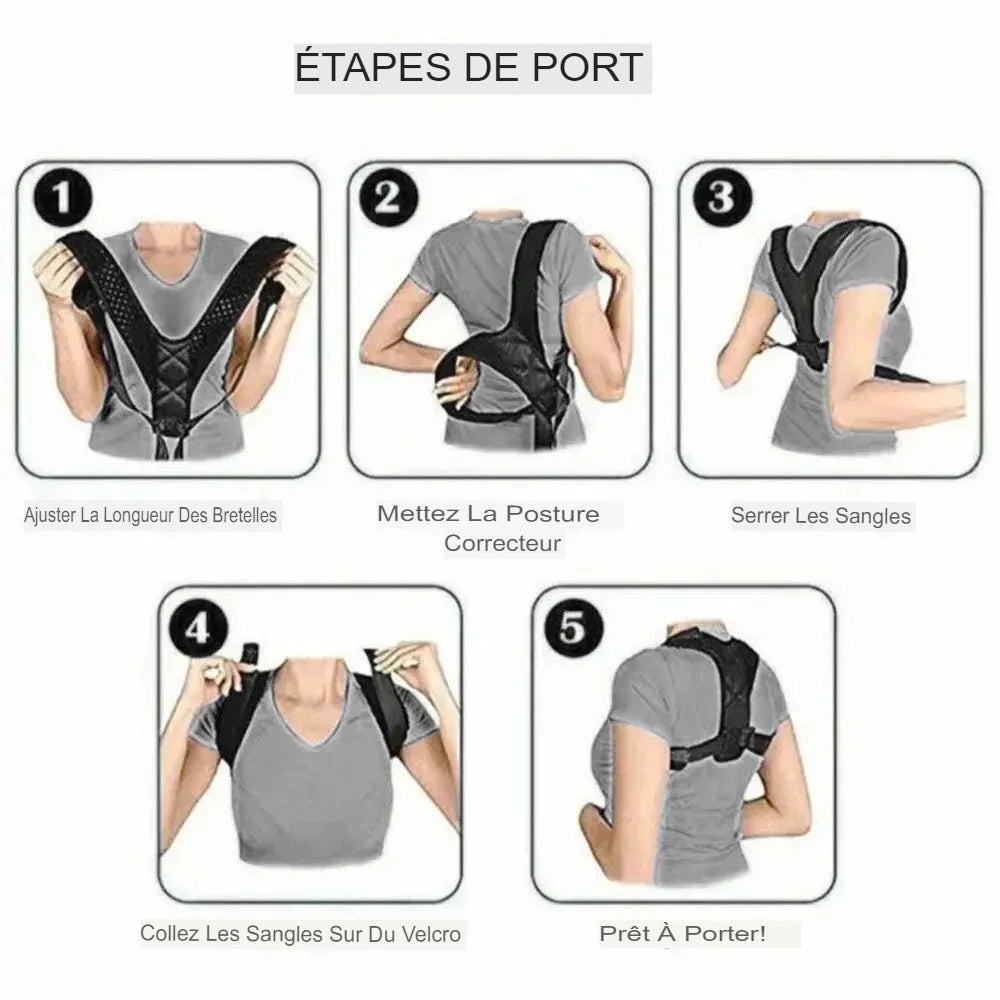 Ceinture de ration de posture du dos unisexe, prévention bossue, ration de position assise, corps respirant qui fait saillie