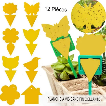 .Pièges collants pour le bain, 12 pièces, panneau collant pour insectes volants des fruits, plante en forme de papillon, antiparasitaire, attrape-moustique, fournitures de jardinage